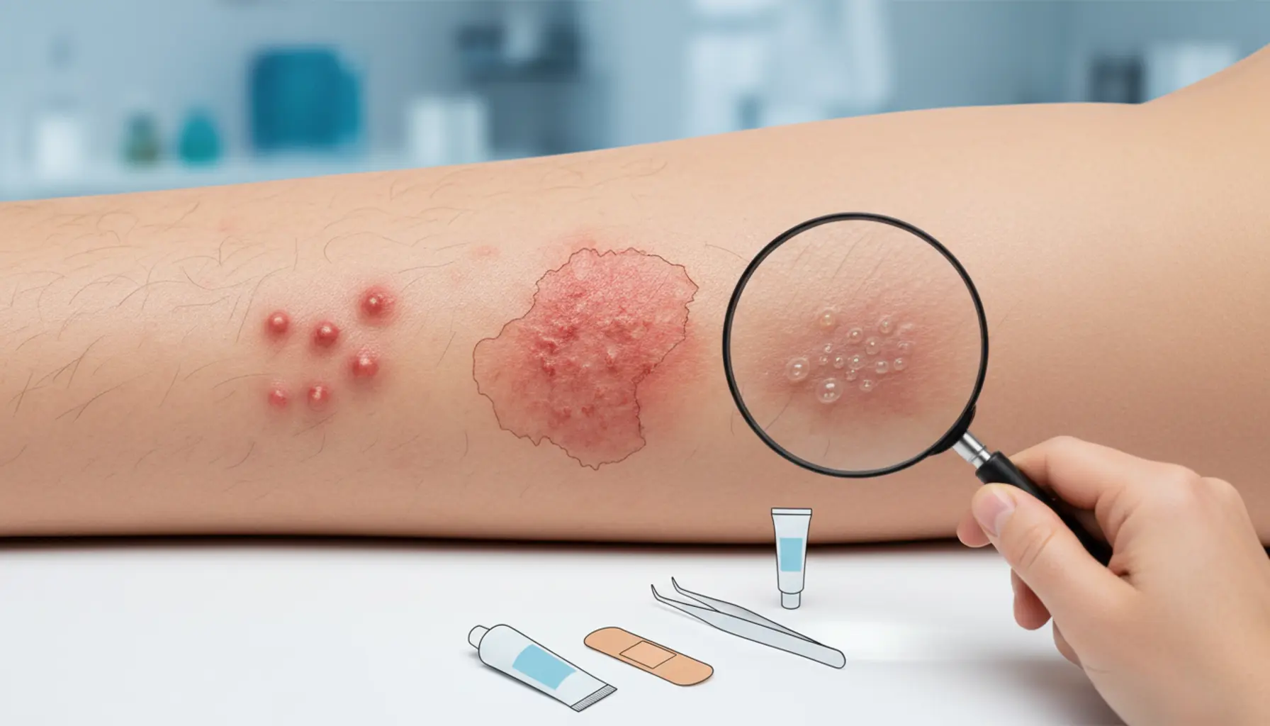 Bakteryjne zakażenia skóry objawy przyczyny leczenie zdjęcie infografika